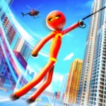 grand stickman rope hero crime city android application logo